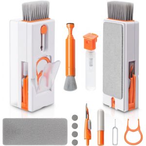 Kit de nettoyage de clavier (orange), nettoyeur de clavier multifonction 11 en 1, brosse de nettoyage pour clavier, pour tablette, téléphones, ordinateurs, écouteurs - Neuf