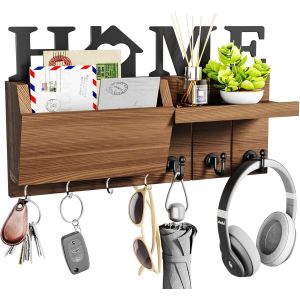 Cauc-Support Mural Pour Cl&eacute;s &iquest; Organiseur De Courrier &Agrave; Plusieurs Couches Pour Rangement Cat&eacute;goris&eacute;, Porte-Cl&eacute;s D&eacute;coratif Pour Mur Avec 7 Crochets Pour Porte D'entr&eacute;e, Couloir, Chambre, D&eacute;coration - Neuf