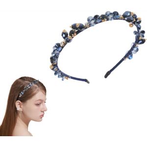 Kal-Serre-Tête Dirndl Pour Femme - Bleu À Paillettes - Pour Fête De La Bière - Tressé - Pour Fête De La Bière - Pour Mariage, Anniversaire, Fête, Quotidien - Bleu Clair - Large - Neuf