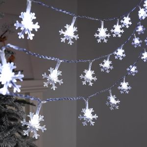 KAL-Guirlande Lumineuse Extérieure Solaire Flocon De Neige Noël Guinguette Blanc Froid 30Led 6,5M Solaire Extérieur Jardin Imperméable Lumière Décoratio Maison Chambre Jardin Terrasse Patio - Neuf