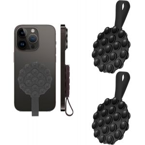 Lot De 2 Coques De Téléphone À Ventouse Double Face, Antidérapantes, Mains Libres, En Silicone, Support De Téléphone Collant, Support De Miroir Pour Selfies Et Vidéos (Noir) - Neuf