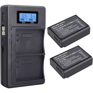 LP-E10 2-Pack 2200mAh Batterie de Remplacement et Chargeur LCD Double pour Appareil Photo Canon EOS Rebel T3 T5 T6 T7 T100 1100D 1200D 1300D 1500D 2000D 3000D 4000D Kiss X50 X70 X80 X90 - Neuf