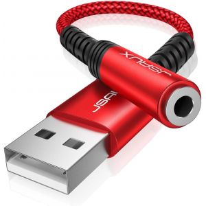 Adaptateur Usb Audio Vers Jack 3,5Mm Carte Son Externe Usb Pour Casque Audio Micro Trrs Enceinte Haut Parleur Compatible Avec Ps4, Ps5, Casque, Windows, Linux,Mac, Pc-Rouge[Z274] - Neuf