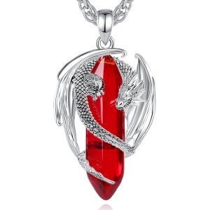 Collier Dragon Avec Cristal Pour Homme Femme Pendentif Dragon Viking Avec Am&eacute;thyste Oeil De Tigre Collier Cristal De Gu&eacute;rison Avec Obsidienne Chakra Pierre Naturelle Bijoux Labradorite - Neuf