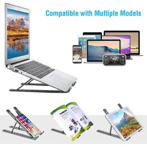 P Support Ordinateur Portable, Support Pc Portable Ventil&eacute; En Aluminium R&eacute;glable, Refroidisseur Ergonomique Compatible Avec Macbook Air, Hp, Dell, 10-15.6&iquest;&iquest; (Noir) - Neuf