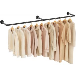 SUBZONAL-Tringle &agrave; v&ecirc;tement Industriel, 178cm Porte-v&ecirc;tements robuste en fer retro, Portemanteaux Muraux, pour Magasins, Maison,Balon,Vestiaire, Noir, YMG004 - Neuf