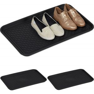 KGABERY-Plateaux Xl Chaussures,Lot De 3,Supports Pour Souliers Mouillés,60x40 Cm,Larges Bacs En Plastique,Noir - Neuf