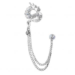 Broche Delicate En Forme De Dragon Chinois Pour Homme, Accessoire De Decoration Pour Vetements Et Costumes (Argent) - Neuf