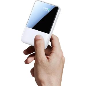 KALANKA-Batterie Externe 10000mAh Mini Ultra-Légère, Powerbank 22.5W PD avec 2 Câbles Intégrés (Type-C + Lightning) & Entrées USB-A/USB-C, Batterie Portable Compacte pour iPhone 17/16/15/14, Samsung - Neuf