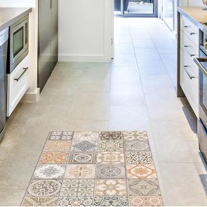 Eryi-Tapis De Cuisine Antidérapant Persian Tiles 50x120 Tapis De Protection De Sol En Vinyle 100% Fabriqué En Italie, Avec Encre Non Toxique, Ignifuge Et Résistant À L'eau - Neuf