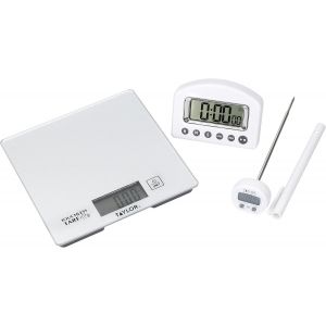 Pro Set De Mesure De Cuisine 3 Pièces Avec Balance Numérique Hygiénique, Thermomètre À Lecture Instantanée Et Minuteur ¿ Or Rose - Neuf