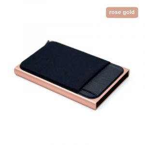 portefeuille mince en aluminium avec &eacute;lasticit&eacute; pochette arri&egrave;re ID porte-carte de cr&eacute;dit Mini portefeuille RFID &eacute;tui pour carte bancaire Pop up automatique--Rose Gold - Neuf