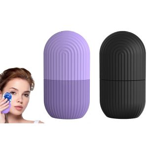 Ensemble De 2 Rouleaux De Massage Faciaux R&eacute;utilisables En Silicone Et Gla&ccedil;ons Pour Le Visage Et Les Soins De La Peau - - Neuf