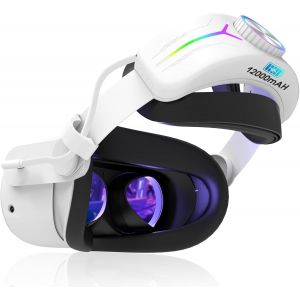 MEVRONISSHOP-RGB Sangle Compatible avec Quest 3S/3, Remplacement de la Sangle Elite Quest 3S/3 avec Batterie 12000mAh, Am&eacute;lioration du Confort et du Support VR,Accessoires pour Quest 3S,Temps de Jeu - Neuf