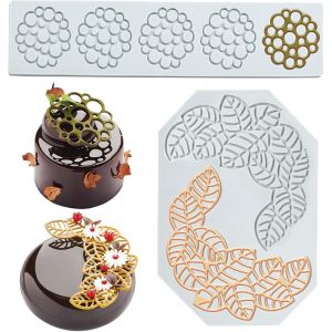 Ayuhr-2 Pièces Dentelle Silicone Moule,Tapis De Dentelle En Silicone De Feuilles,Moule À Gâteau En Dentelle Pour Décoration De Gâteaux,Cuisine,Bonbons,Savon,Fête D'anniversaire,Fête De Bébé - Neuf