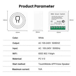 Disjoncteur WiFi Tuya Remote Switch pour Alexa / Google / Smart Life - Neuf