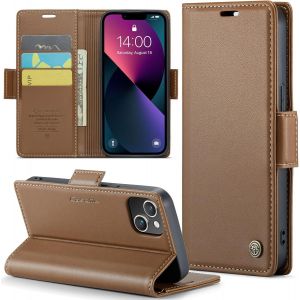 Maa-Coque Pour Iphone 14 Plus, Étui Housse En Rfid Protection Premium Pu Cuir Portefeuille Rabat Case Magnétique Stand Antichoc, Étui Case Pour Iphone 14 Plus, Marron - Neuf