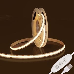 Glace Bleue Ruban Led Cob 3m, Dc5v Usb Bande Led Chambre,480led/M 2.7mm Fancy Led Tv Kit,Cri90+ Flexible Lumiere Bandeau Led Gaming,Adh&eacute;sif Reglette Led Cuisine,Armoire,Miroir,F&ecirc;te Diy Decor - Neuf