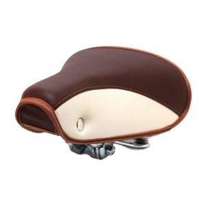Selle De V&eacute;lo Vintage, Assise Confortable Et Rembourr&eacute;e, Coussin &Agrave; Ressorts Et Rivets R&eacute;tro Pour V&eacute;lo De Route, Marron, Unisexe - Neuf