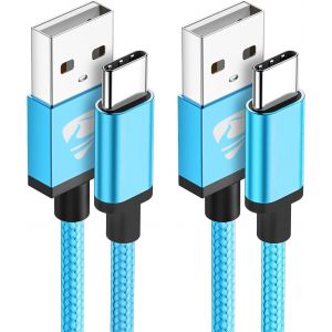 Cable Usb C, [2M+1M/Lot De 2] Charge Rapide 3A C&acirc;ble Chargeur Type C Tress&eacute; Cordon Cable Usb A Vers Usb C Pour Samsung Galaxy S20 S21 S22 S23 A52 A53 A54,Huawei,Iphone16 15,Google[CAB9160029] - Neuf