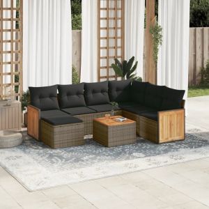 Prolenta Premium - Salon De Jardin 8 Pcs Avec Coussins Gris R&eacute;sine Tress&eacute;e - Neuf