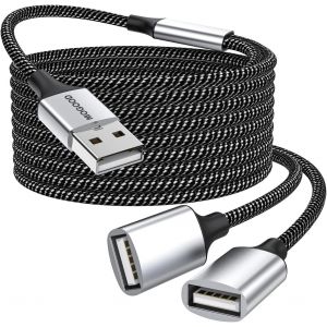 JGD-C&acirc;ble d'extension USB, r&eacute;partiteur USB A m&acirc;le vers 2 femelles, compatible avec imprimante, lecteur flash, claviers, souris, etc. - Neuf