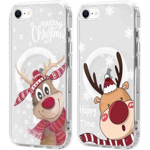 SJZG-2 Pi&egrave;ces No&euml;l Coque Magn&eacute;tique Pour Iphone 8/7/Se 2022/Se 2020 4,7'', Etui En Motif Dessin Cadeau De No&euml;l Compatible Avec Magsafe, Housse Christmas Silicone Bumper Cover Pour Iphone 8, Cerf 03 - Neuf