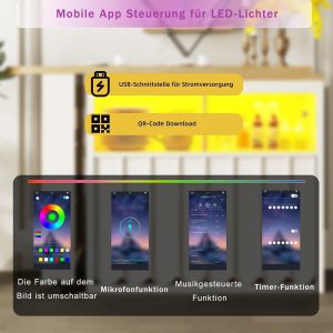 Table bar extensible 135-205x39x100cm, LED, portes ray&eacute;es, blanc - Neuf