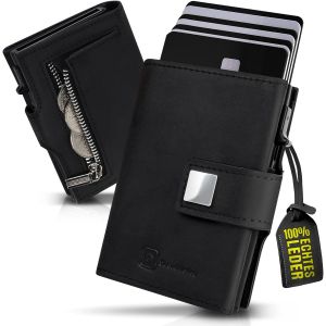 asas-Trinity Porte Feuille Fin Avec Compartiment À Monnaie | Étui Pour Cartes De Crédit De Qualité Supérieure Pour Homme Avec Espace Pour 10 À 12 Cartes | Protection Rfid | Cuir Véritable - Neuf