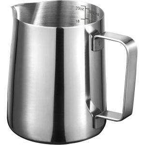 KAL-Pichet À Lait Inox 600Ml U2013 Pichet Lait Inox Avec Graduation, Pichet Acier Inoxydable 304 Pour Barista, Mousseur À Lait 20Oz, Idéal Pour Cappuccino, Expresso, Latte Art Et Café Maison - Neuf