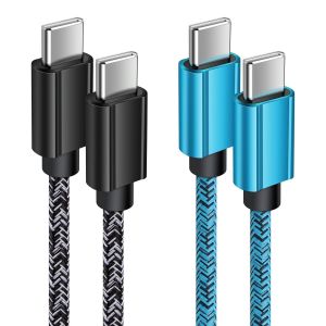 Thef-Lot De 2 Câbles De Charge De Type C Vers Type C 1,8 M Usb C Vers Usb C Pour Téléphone Portable Samsung Galaxy S22/S21/S20/S10/S9/S8/A12/A13/A22/A50/A70, Huawei P40/P30/P20, Xiaomi, Lg - Neuf
