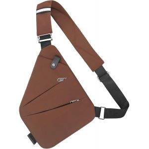 RFCBC-Sacoche Homme Bandouliere Sac de Voyage Antivol Femme avec Bandoulière Réglable Sac de Poitrine Homme avec 4 Poches Crossbody Sling Bag pour Randonnée, Vélo, Jogging - Neuf