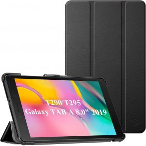 Coque pour Samsung Galaxy Tab A 8.0 2019 Version sans S Pen SM-T290 / SM-T295 - Etui de Protection Ultra-Mince et L&eacute;ger Housse en Cuir PU, Noir - Neuf