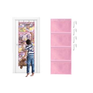 Sac de rangement pour peluches &agrave; suspendre &agrave; la porte avec crochet m&eacute;tallique - Rose - Neuf