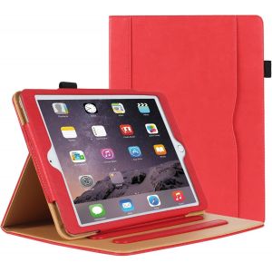 ELVORIX-Coque pour iPad 6&egrave;me/5&egrave;me G&eacute;n&eacute;ration 9.7 Pouces 2018/2017, Coque &Eacute;tui pour iPad Air 2 9.7 Pouces 2014, &Eacute;tui Protecteur en Cuir PU avec Veille/R&eacute;veil Automatique (Rouge) - Neuf