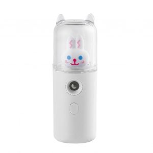 Vaporisateur de brume faciale 30 ml, rechargeable par USB, mini humidificateur hydratant mignon avec lumiere coloree, blanc - Neuf