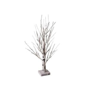 Arbre de table,arbre blanc avec lumi&egrave;res LED,petit arbre blanc chaud lumi&egrave;res minuterie aliment&eacute;e par batterie,lumi&egrave;re - Neuf