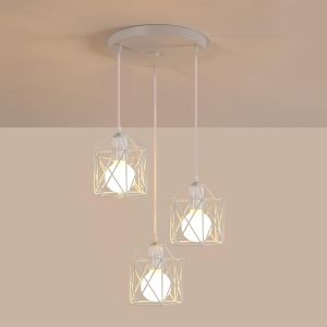 Ulteronixshop-Suspension Luminaire Moderne, Lustre Plafonnier Industriel Vintage M&eacute;tal E27, Lustre Suspension 3 Lampes Blanc R&eacute;glable Pour Salon Cuisine Salle &Agrave; Manger Bar Couloir Chambre - Neuf