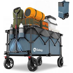 Xxl Plus Chariot De Jardin Pliable Avec Freins 200l 150kg, Chariot De Transport Tout-Terrain Avec Roues Extra Larges 17x10 Cm, Pliable Breveté Dans Quatre Directions Se4011, Anthracite - Neuf