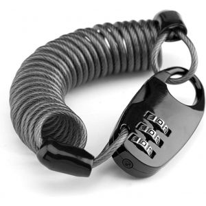 Maas-Antivol Serrure À Combinaison Pour Casque Avec Code À 3 Chiffres Câble De 90 Cm De Long Blanc Noir Rouge Vert - Neuf