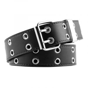 Ceinture Punk Unisexe 110 X 3,3 Cm Avec Trous Doubles - Style Hip-Hop, Gothic Et Cosplay - Ceinture De Mode En Pu Et Alliage Pour Hommes Et Femmes - Accessoire De D&eacute;coration Pour Jeans Et Robes, - Neuf