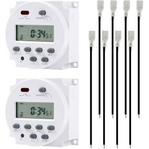 Interrupteur Horaire, 2 Pi&egrave;ces Horloge Programmable, Minuterie Modulaire, avec Minuteur Programmable et &Eacute;cran Num&eacute;rique LCD, Minuterie Programmable Prise Electrique, 8 Borniers, CN 101A, 12V DC 16A - Neuf