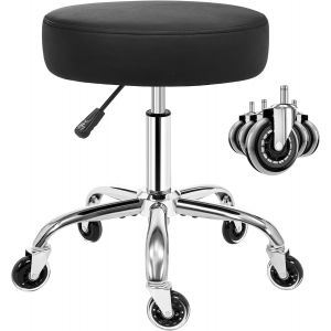 SUBZONAL-Tabouret roulettes R&eacute;glable en Hauteur Tabouret Bureau pivotant 360 Capacit&eacute; de Charge jusqu'&agrave; 205kg pour Salon, Salon de Beaut&eacute;, Spas et Bureaux Noir WSC001B - Neuf