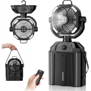 Ventilateur Brumisateur Portable De 6 L Pour Terrasses Extérieures, Ventilateur De Camping À Piles Rechargeables 20 000 Mah, 4 Pr S De Pulvérisation Et Lanterne Led, Ventilateur De[VEN750866] - Neuf