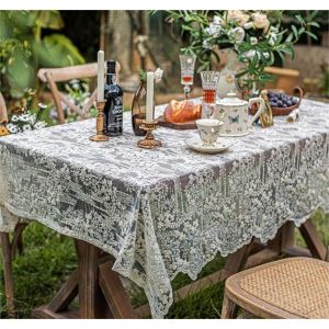 Sjzg-Nappe En Dentelle Blanche De Style Vintage - Couleur Unie - Rond Ou Rectangulaire - Convient Pour Table &Agrave; Manger, Table Basse, Mariage, Cuisine, Ext&eacute;rieur - 1 Pi&egrave;ce (L X L) 180 X 135 Cm - Neuf