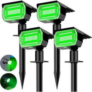 Lampe Solaire Exterieur Lot De 4 - Spot Solaire Ext&eacute;rieur Puissant 72 Led/3 Modes Avec &Eacute;tanche, R&eacute;glable Led Lumiere Solaire Exterieur Pour Jardin Chemins, Vert - Neuf