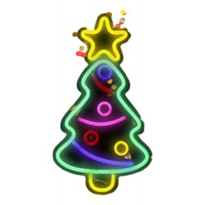 Enseigne lumineuse sapin de Noël avec boîtier de piles USB - Neuf