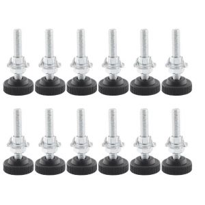12 Pièces M8 de Jambe Réglable, Réglable, pieds de Meubles, Meubles Réglables Jambe, M8 x 50 mm Réglables Patte de Table avec contre-Écrou, Quatre de la Mâchoire et l'Écrou de Métal Foret - Neuf