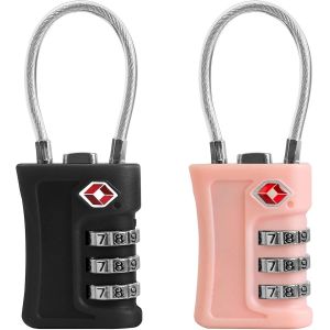 KALANKA-Cadenas Valise TSA Approuv&eacute;s &iquest; Lot de 2, Cadenas &agrave; Code Petit Format, Serrures TSA pour Bagage, Sac &agrave; Dos, Casier, Coffre, (Noir + Rose) - Neuf