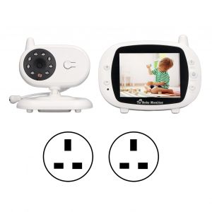 Babyphone Video Sans Fil 3,5 Pouces, Bidirectionnel, Berceuse, Vision Nocturne, Camera De Securite Pour Bebe, Prise 100-240 V, Royaume-Uni - Neuf